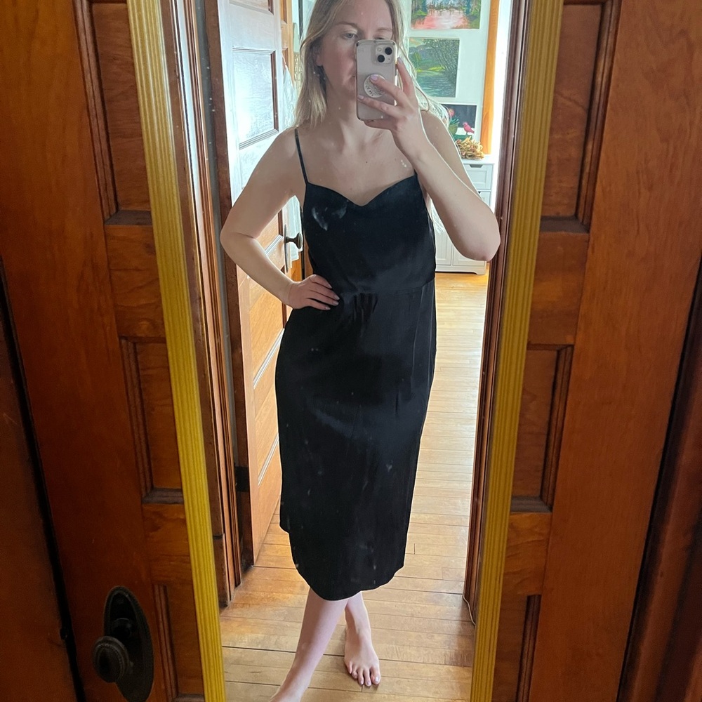 Black silk cowl neck dress